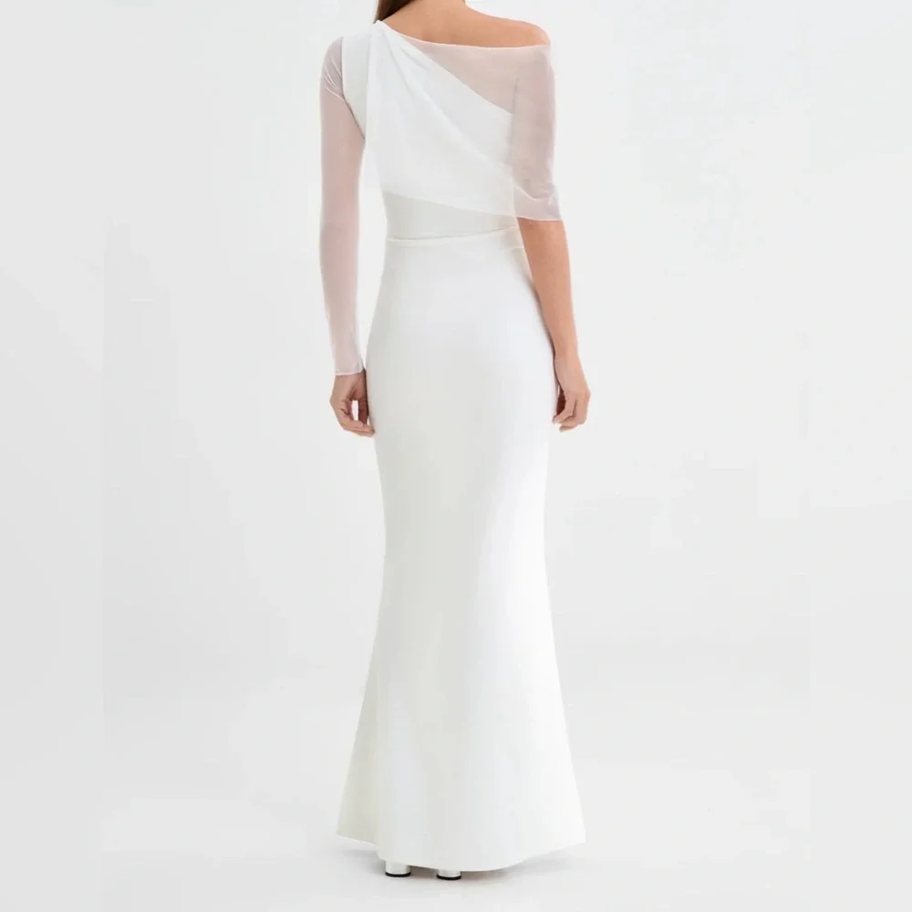 Elegant One Shoulder White Dress - Picture 6 of 16